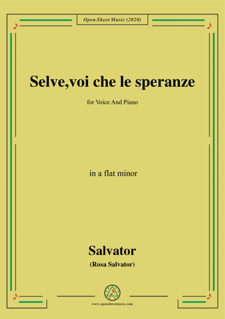 Rosa-Selve,voi che le speranze,in a flat minor,for Voice and Piano (arr. MSM)