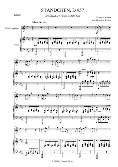 Franz Schubert - Ständchen D 957 for Alto Saxophone & Piano (arr. Dominic Weber)