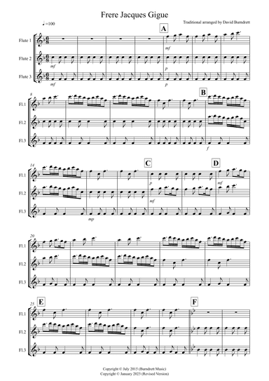 Frere Jacques Gigue for Flute Trio (arr. David Burndrett)