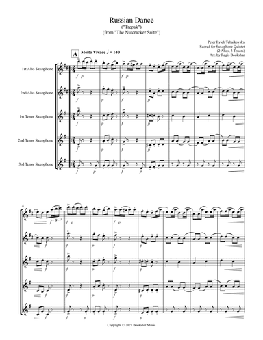 Russian Dance ("Trepak") (from "The Nutcracker Suite") (F) (Saxophone Quintet - 2 Alto, 3 Tenor) (arr. Regis Bookshar)