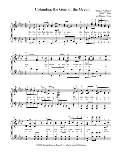 Columbia, the Gem of the Ocean (arr. Dennis Frayne)