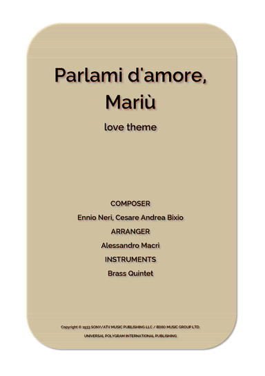 Parlami D'amore Mariu (arr. Alessandro Macrì)
