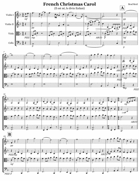 French Christmas Carol (string quartet) (arr. Brad Reid)