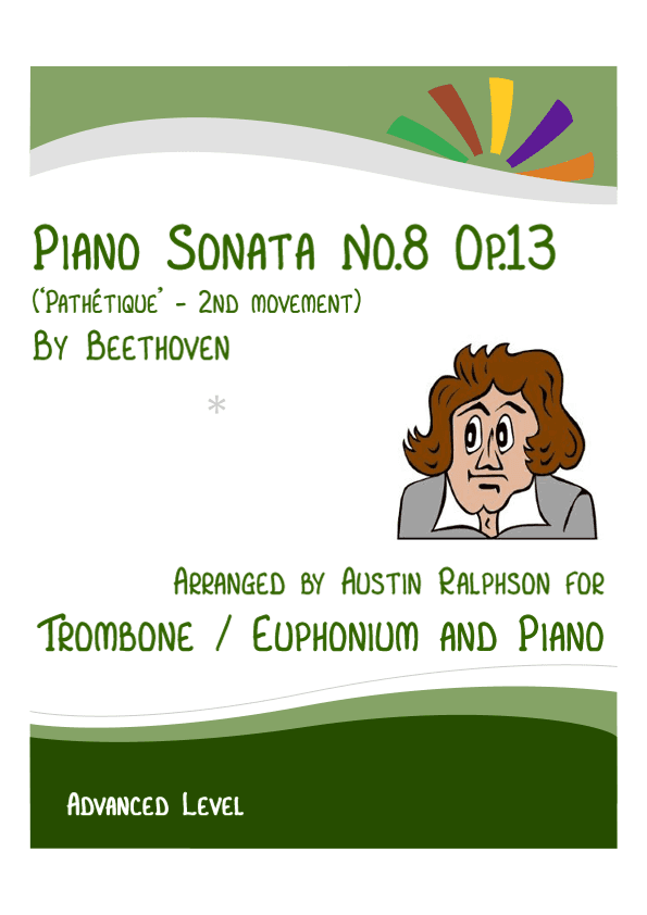 Sonata No.8 "Pathetique", 2nd movement (Beethoven) - trombone and piano with FREE BACKING TRACK (arr. Austin Ralphson)