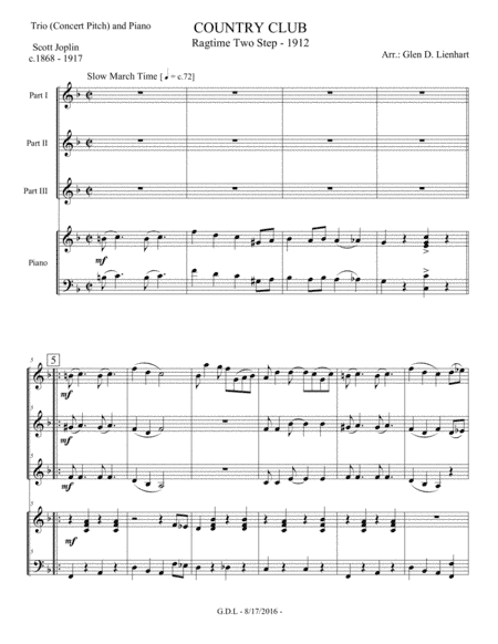 Country Club (Woodwind Trio) (arr. Glen D. Lienhart)
