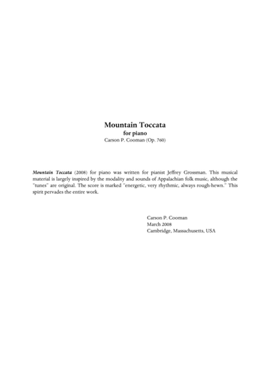 Carson Cooman  - Mountain Toccata for piano