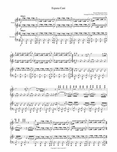 España cañí (Espana Cani) for 4 hands Piano Duet (arr. Amir Awad)