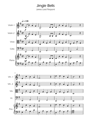 Jingle Bells - String Quartet w/ Piano (arr. Ygor Nunes)