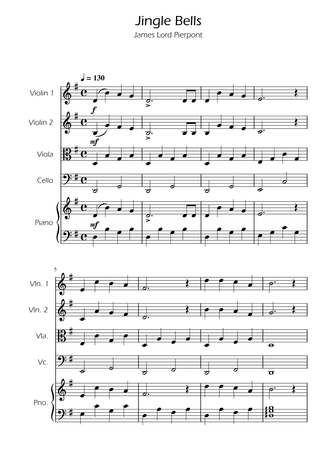 Jingle Bells - String Quartet w/ Piano (arr. Ygor Nunes)