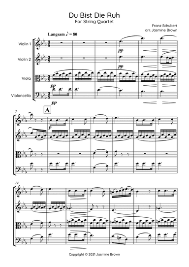 Du Bist Die Ruh - String Quartet (arr. Jasmine Brown)