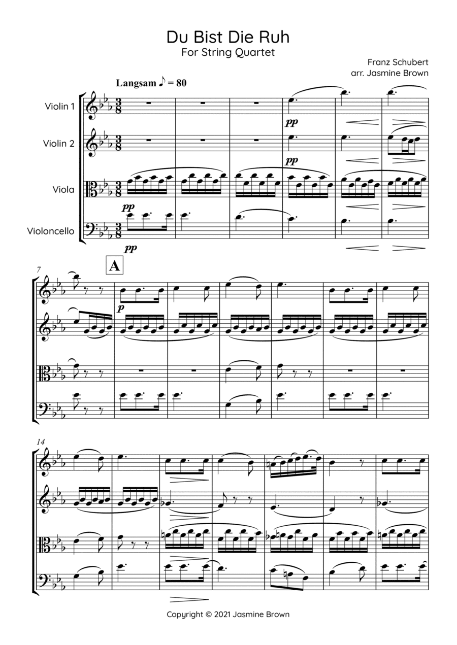 Du Bist Die Ruh - String Quartet (arr. Jasmine Brown)