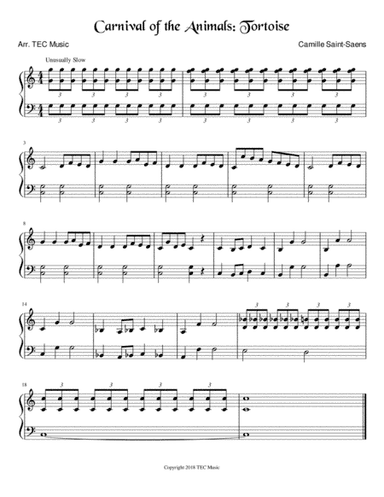 Carnival of the Animals: Tortoise (Easy Piano) (arr. TEC Music)