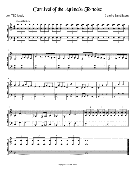 Carnival of the Animals: Tortoise (Easy Piano) (arr. TEC Music)