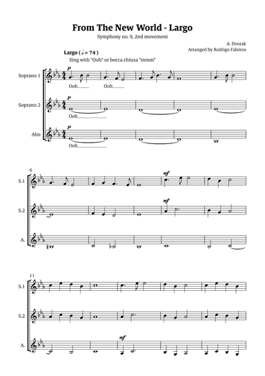 Largo (2nd movement of the Symphony no. 9 'From The New World') (arr. Rodrigo Faleiros)