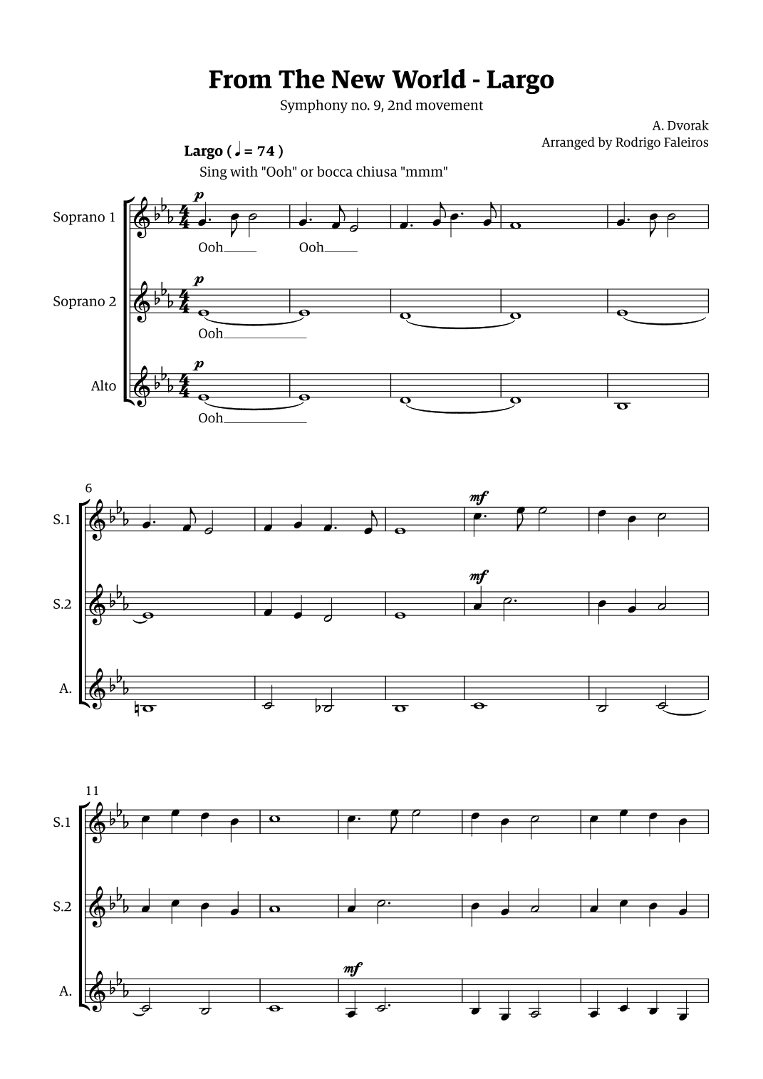 Largo (2nd movement of the Symphony no. 9 'From The New World') (arr. Rodrigo Faleiros)