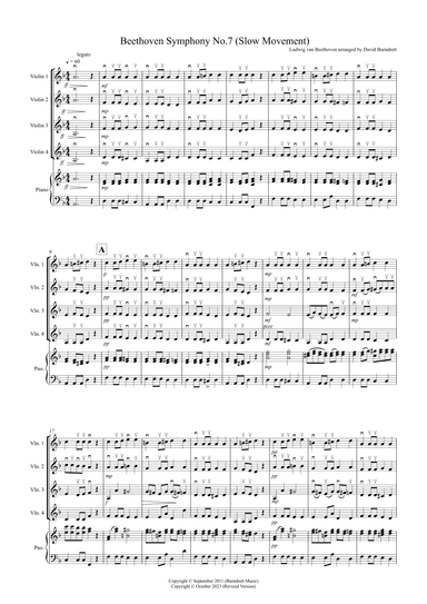 Beethoven Symphony No.7 (slow movement) for Violin Quartet (arr. David Burndrett)