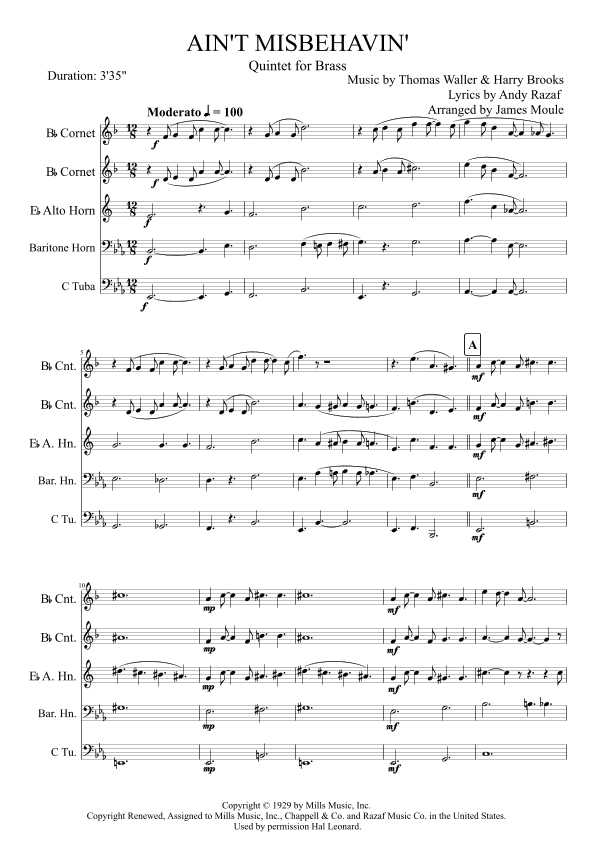 Ain't Misbehavin' (arr. James Moule)
