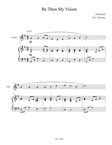 Be Thou My Vision (Violin Solo with Piano Accompaniment) (arr. B. C. Dockery)