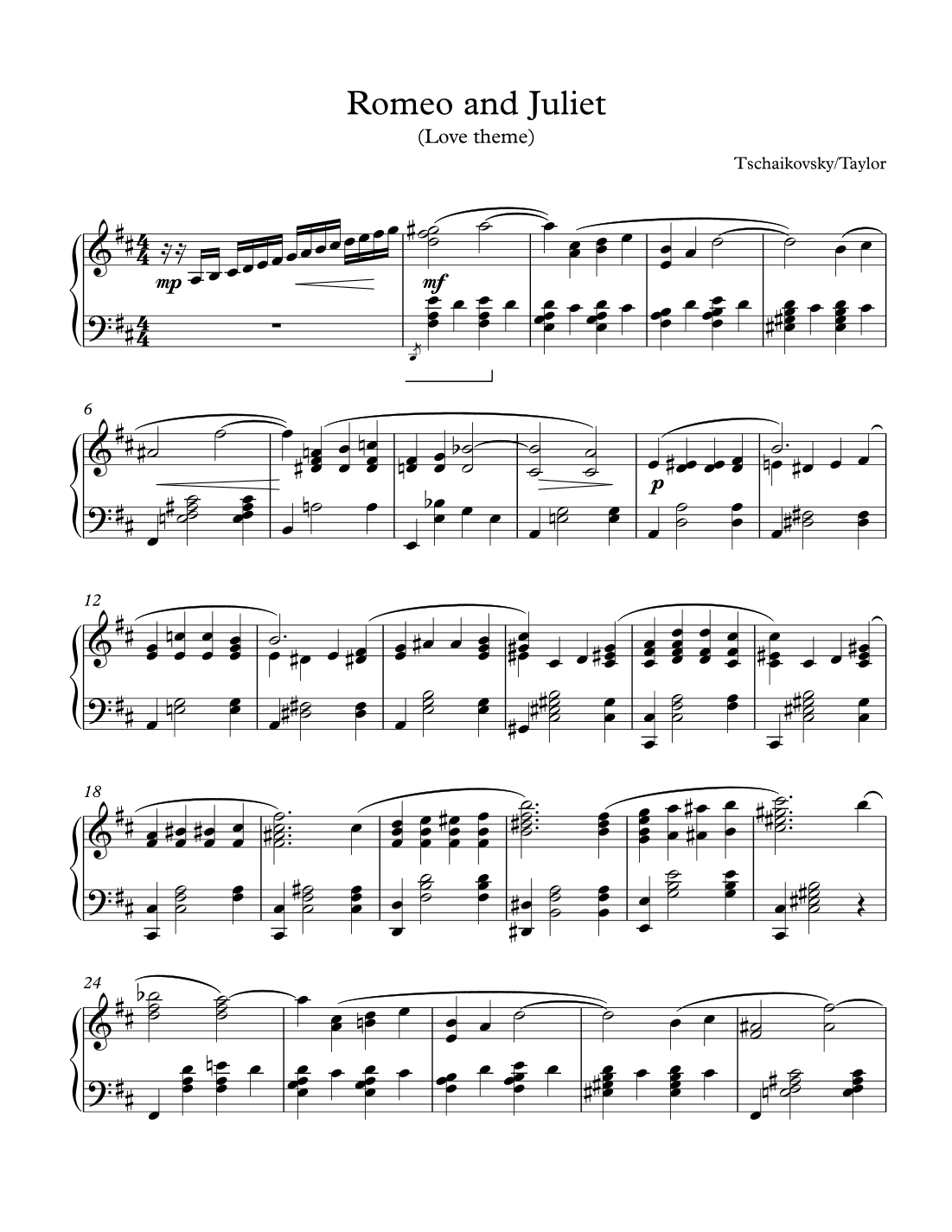 Romeo and Juliet's Love Theme  (Tschaikovsky) (arr. Paul Taylor)