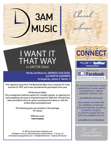 I Want It That Way (arr. James H. Marler, II)