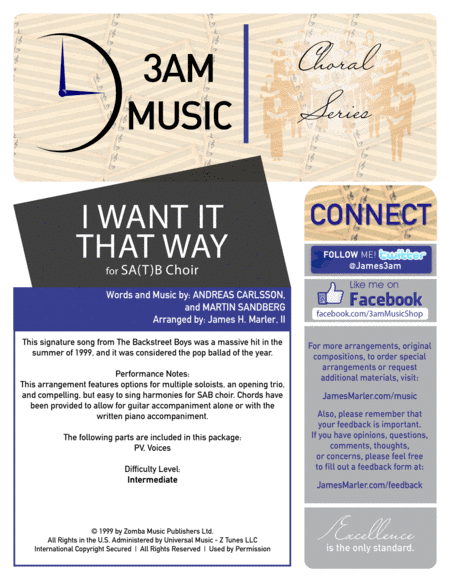 I Want It That Way (arr. James H. Marler, II)