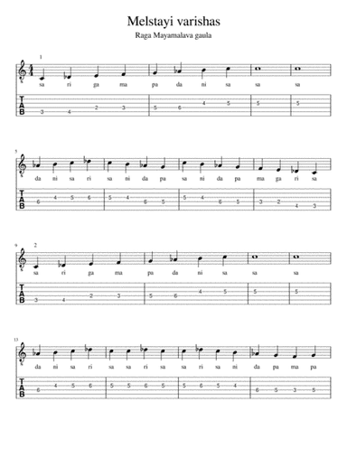 Melsthayi varishas for carnatic music study (arr. guinness sanjeevbabu)