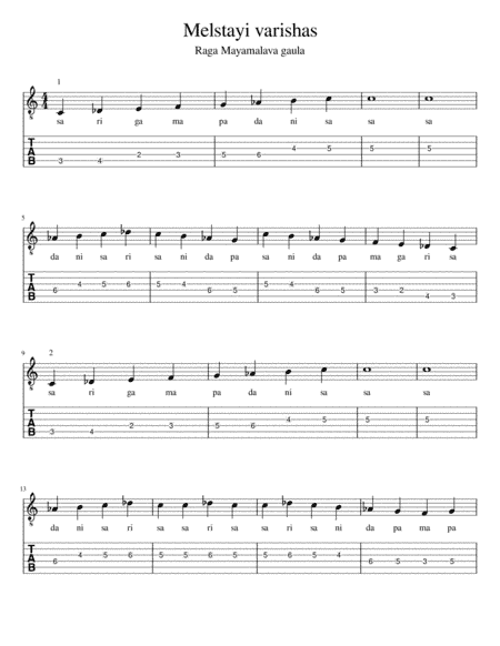 Melsthayi varishas for carnatic music study (arr. guinness sanjeevbabu)