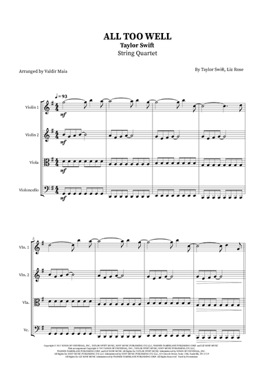 All Too Well (arr. Valdir Maia)