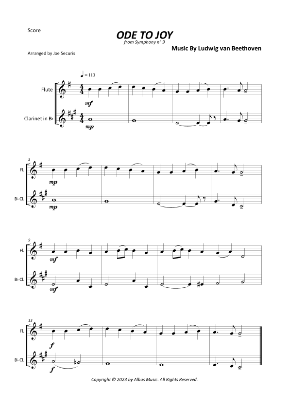 Ode To Joy (arr. Joe Securis)