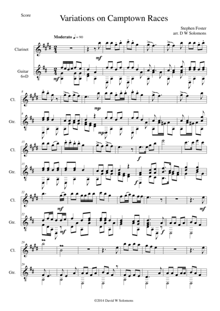 Camptown Races for clarinet and guitar (arr. David Warin Solomons)