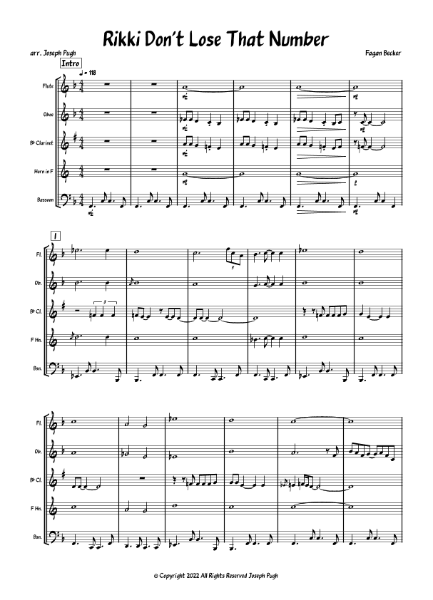 Rikki Don't Lose That Number (arr. Joseph Pugh)