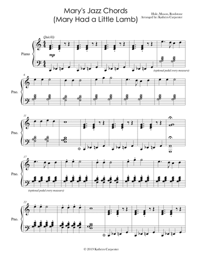 Mary's Jazz Chords (Mary Had a Little Lamb) (arr. Kathryn Carpenter)