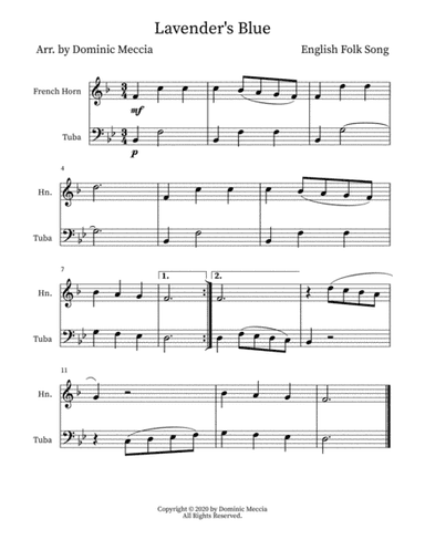 Lavender's Blue- French Horn and Tuba Duet (arr. Dominic Meccia)