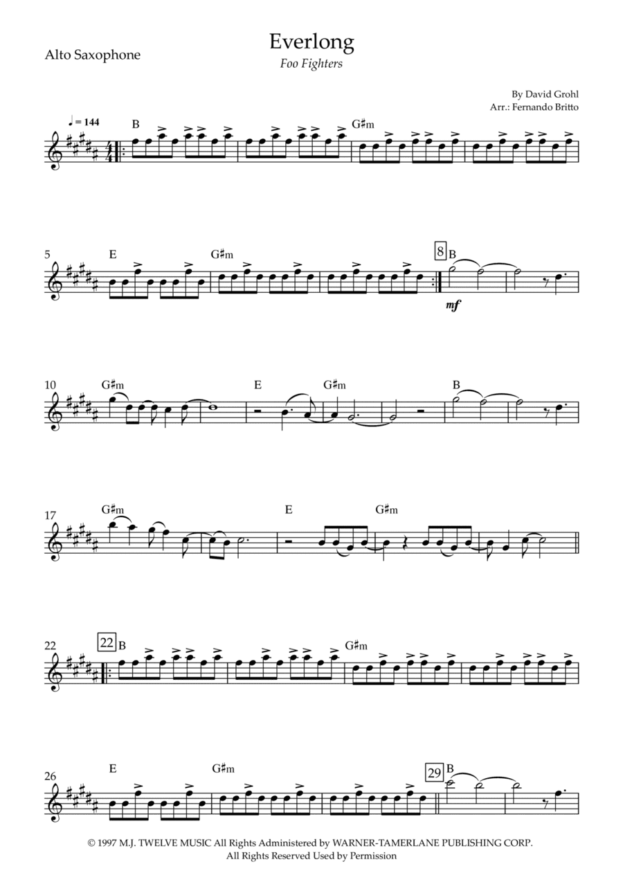 Everlong (arr. Fernando Britto)