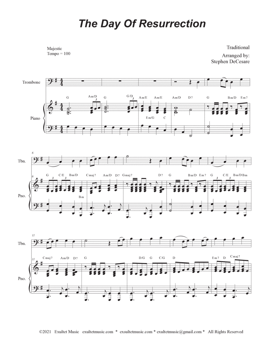 The Day Of Resurrection (Trombone solo - Piano accompaniment) (arr. Stephen DeCesare)