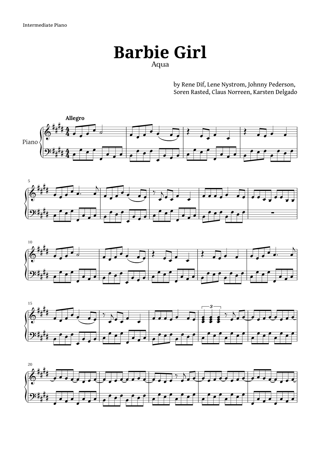 Barbie Girl (arr. Langanho)