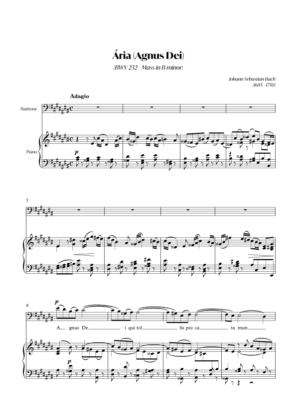 Aria (Agnus dei) from the Mass in B Minor (BACH) - Baritone_A#m (arr. André Alberto Santos)