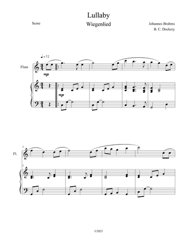 Brahms's Lullaby (Flute Solo with Piano Accompaniment) (arr. B. C. Dockery)