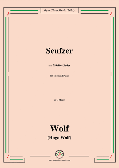Wolf-Seufzer,IHW 22 No.22,from Morike-Lieder,for Voice and Piano (arr. Open Cloud)