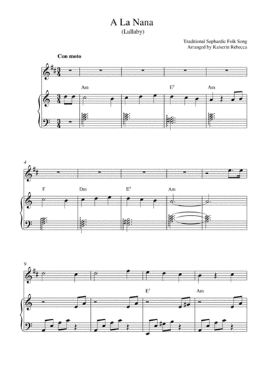 A La Nana (Lullaby) (soprano saxophone solo and piano accompaniment with chords) (arr. Kaiserin Rebecca)