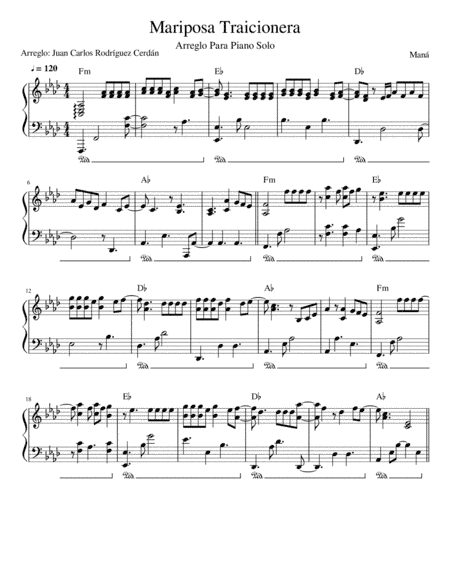 Mariposa Traicionera (arr. Juan Carlos Rodriguez Cerdan)