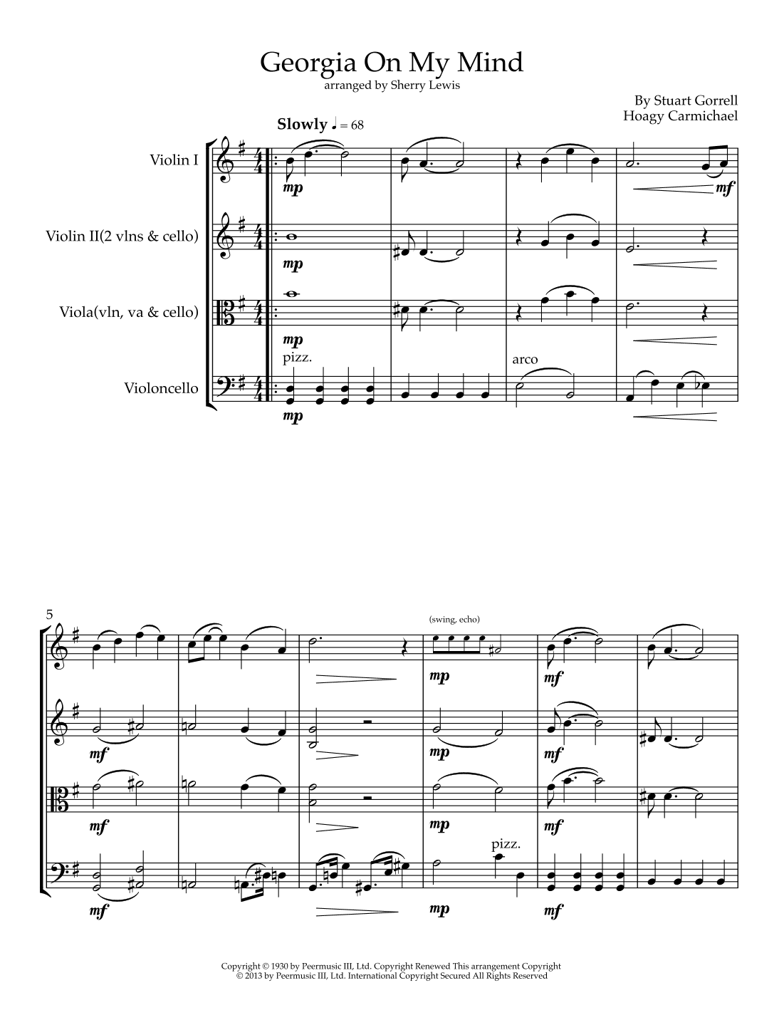 Georgia On My Mind (arr. Sherry Lewis)