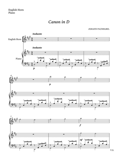Canon in D For English Horn And Piano (arr. Cássio Silva Chaves)