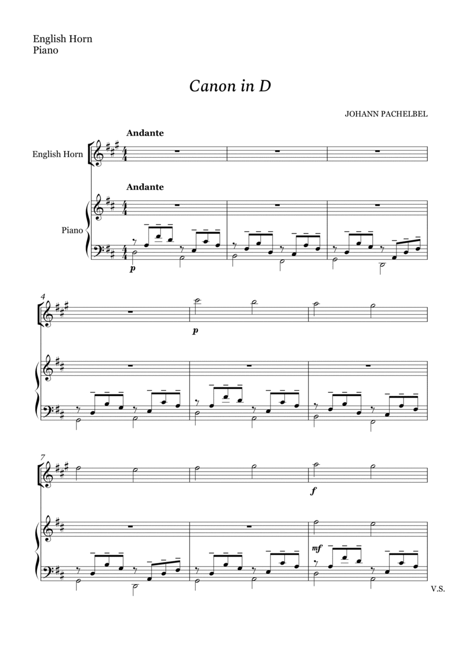 Canon in D For English Horn And Piano (arr. Cássio Silva Chaves)