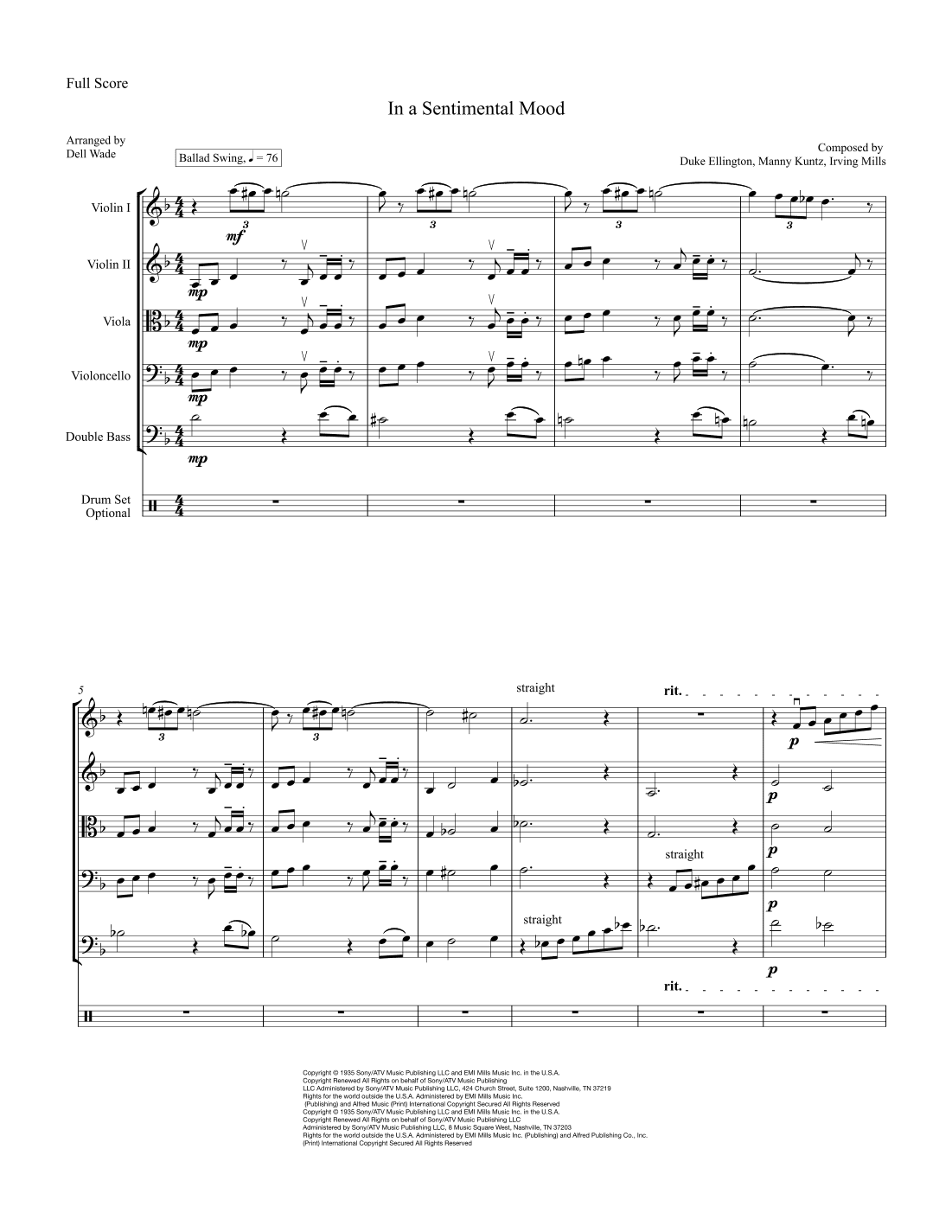 In A Sentimental Mood (arr. Dell Wade)