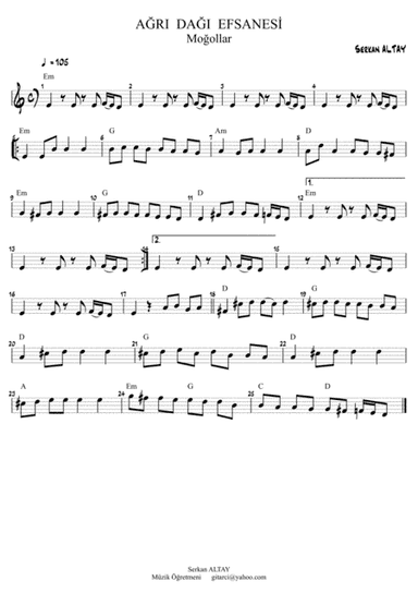 AGRI DAGI EFSANESI (arr. Serkan ALTAY)