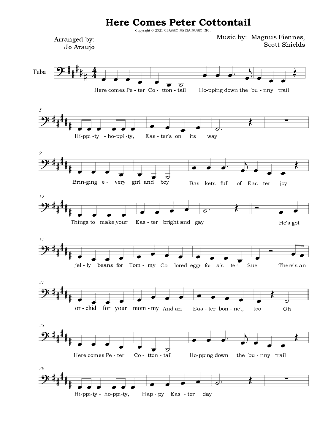 Here Comes Peter Cottontail (arr. Jo Araujo)