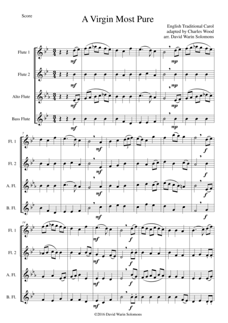 A Virgin Most Pure for flute quartet (arr. Charles Wood, David Warin Solomons)