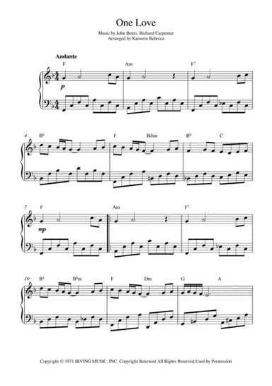 One Love (arr. Kaiserin Rebecca)