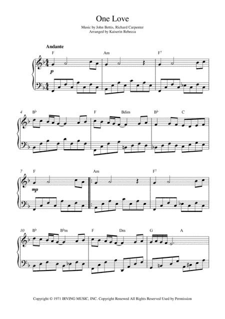 One Love (arr. Kaiserin Rebecca)
